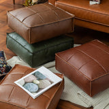 Maxbell Soft PU Leather Moroccan Pouf Handmade Ottoman Foot Rest for Kids Under Desk Red
