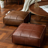 Maxbell Soft PU Leather Moroccan Pouf Handmade Ottoman Foot Rest for Kids Under Desk Red