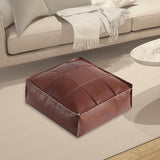 Maxbell Soft PU Leather Moroccan Pouf Handmade Ottoman Foot Rest for Kids Under Desk Red