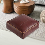 Maxbell Soft PU Leather Moroccan Pouf Handmade Ottoman Foot Rest for Kids Under Desk Violet Red