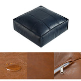 Maxbell Soft PU Leather Moroccan Pouf Handmade Ottoman Foot Rest for Kids Under Desk Navy