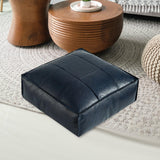 Maxbell Soft PU Leather Moroccan Pouf Handmade Ottoman Foot Rest for Kids Under Desk Navy