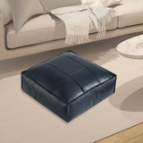 Maxbell Soft PU Leather Moroccan Pouf Handmade Ottoman Foot Rest for Kids Under Desk Navy