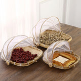 Maxbell Food Serving Tent Basket Food Storage Basket with Mesh Gauze Cover for Fruit S