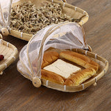 Maxbell Food Serving Tent Basket Food Storage Basket with Mesh Gauze Cover for Fruit S