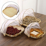 Maxbell Food Serving Tent Basket Food Storage Basket with Mesh Gauze Cover for Fruit L