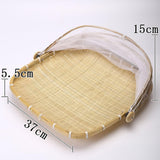 Maxbell Food Serving Tent Basket Food Storage Basket with Mesh Gauze Cover for Fruit L
