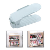 Maxbell Shoes Shelf Rack Shoe Slots Organizer Double Layer for Clothing Store Closet Blue