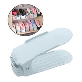 Maxbell Shoes Shelf Rack Shoe Slots Organizer Double Layer for Clothing Store Closet Blue