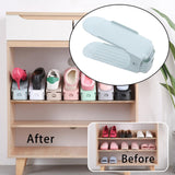 Maxbell Shoes Shelf Rack Shoe Slots Organizer Double Layer for Clothing Store Closet Blue