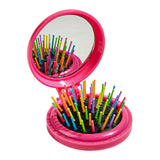Maxbell Comb with Mirror Round Small Mirror Comb Round Travel Hair Brush with Mirror Pink