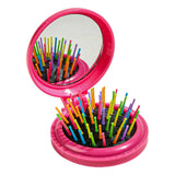 Maxbell Comb with Mirror Round Small Mirror Comb Round Travel Hair Brush with Mirror Pink