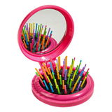 Maxbell Comb with Mirror Round Small Mirror Comb Round Travel Hair Brush with Mirror Pink