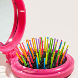 Maxbell Comb with Mirror Round Small Mirror Comb Round Travel Hair Brush with Mirror Pink