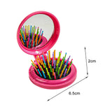 Maxbell Comb with Mirror Round Small Mirror Comb Round Travel Hair Brush with Mirror Pink