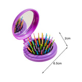 Maxbell Comb with Mirror Round Small Mirror Comb Round Travel Hair Brush with Mirror Violet