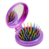 Maxbell Comb with Mirror Round Small Mirror Comb Round Travel Hair Brush with Mirror Violet