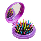 Maxbell Comb with Mirror Round Small Mirror Comb Round Travel Hair Brush with Mirror Violet