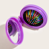 Maxbell Comb with Mirror Round Small Mirror Comb Round Travel Hair Brush with Mirror Violet