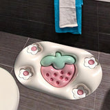 Maxbell Bath Floor Mats Water Absorbent Non Slip Shower Mat for Bathtub Kitchen Pools Strawberry