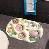 Maxbell Bath Floor Mats Water Absorbent Non Slip Shower Mat for Bathtub Kitchen Pools Flowers Rabbit Face