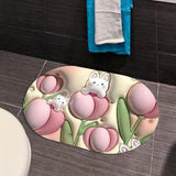 Maxbell Bath Floor Mats Water Absorbent Non Slip Shower Mat for Bathtub Kitchen Pools Flowers Rabbit