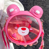 Maxbell Cute Bear Cup with Straw Portable Drinking Cup for Activities Picnic Camping
