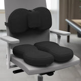 Maxbell Seat Cushion and Support Pillow Combo Soft Seat Hip Pad for Home Living Room Black