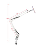 Maxbell Phone/Tablet Holder Mount Adjustable Universal Hands Free Long Arm Clip on 130cm for Bed White