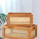 Maxbell Wood Storage Basket Decorative Home Organization for Closet Sundry Household 35cmx24cmx15cm