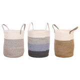 Maxbell Soft Blanket Holder Bin Woven Baskets for Storage for Living Room, Playroom white gray