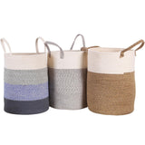 Maxbell Soft Blanket Holder Bin Woven Baskets for Storage for Living Room, Playroom white gray