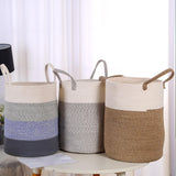 Maxbell Soft Blanket Holder Bin Woven Baskets for Storage for Living Room, Playroom white gray