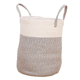 Maxbell Soft Blanket Holder Bin Woven Baskets for Storage for Living Room, Playroom white gray