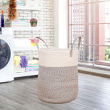 Maxbell Soft Blanket Holder Bin Woven Baskets for Storage for Living Room, Playroom white gray