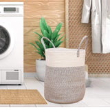 Maxbell Soft Blanket Holder Bin Woven Baskets for Storage for Living Room, Playroom white gray