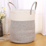 Maxbell Soft Blanket Holder Bin Woven Baskets for Storage for Living Room, Playroom white gray