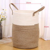 Maxbell Soft Blanket Holder Bin Woven Baskets for Storage for Living Room, Playroom white brown