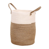 Maxbell Soft Blanket Holder Bin Woven Baskets for Storage for Living Room, Playroom white brown