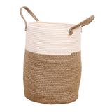 Maxbell Soft Blanket Holder Bin Woven Baskets for Storage for Living Room, Playroom white brown