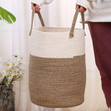 Maxbell Soft Blanket Holder Bin Woven Baskets for Storage for Living Room, Playroom white brown