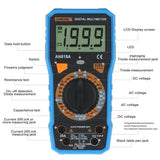 Max AN819A LCD Digital Multimeter Voltmeter Ammeter Ohmmeter with Test Leads Blue