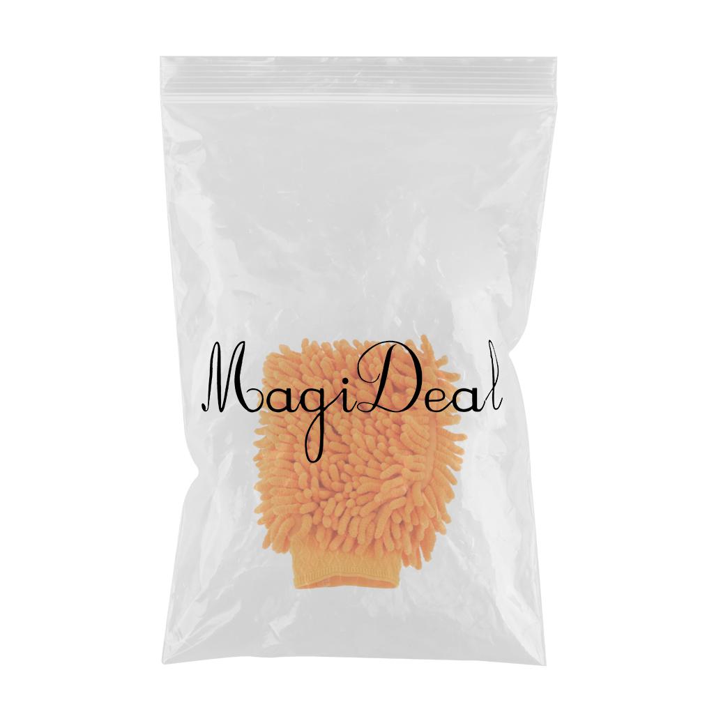 Max Microfiber Car Wash Washing Cleaning Glove Dual Sided Chenille Glove Orange