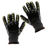 Max Cut Impact Resistant Work Safety Gloves Anti-impact High Visibility Mitts Black
