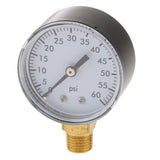 Max 1/4In NPT Side Mount 0-200psi,0-60psi Air Pressure Gauge Tester TS-50-60PSI