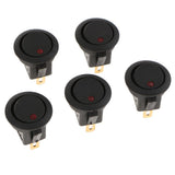 Max 5 pieces 12V 16A 3-PIN Dot Led Round Rocker Toggle Switch For Car Truck red light