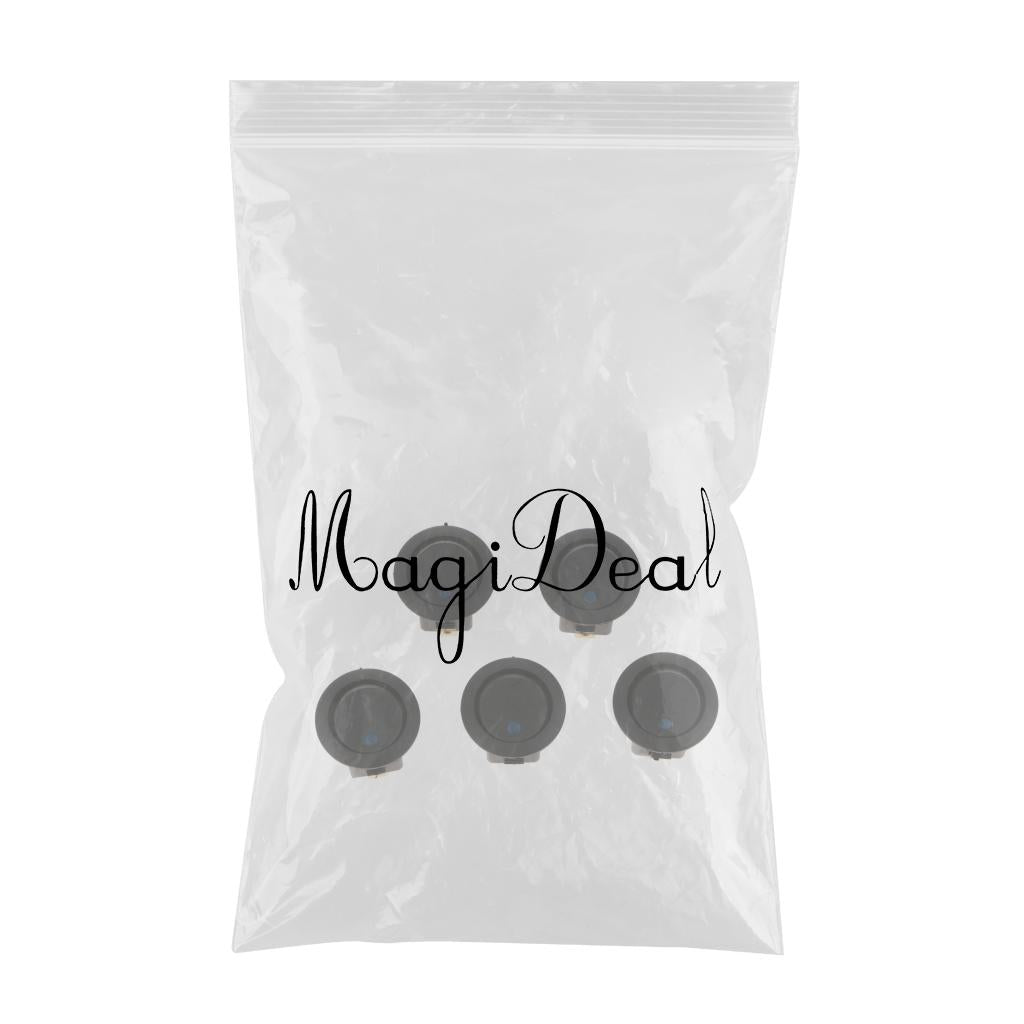 Max Maxb 5 pieces 12V 16A 3-PIN Dot Led Round Rocker Toggle Switch For Car Truck blue light