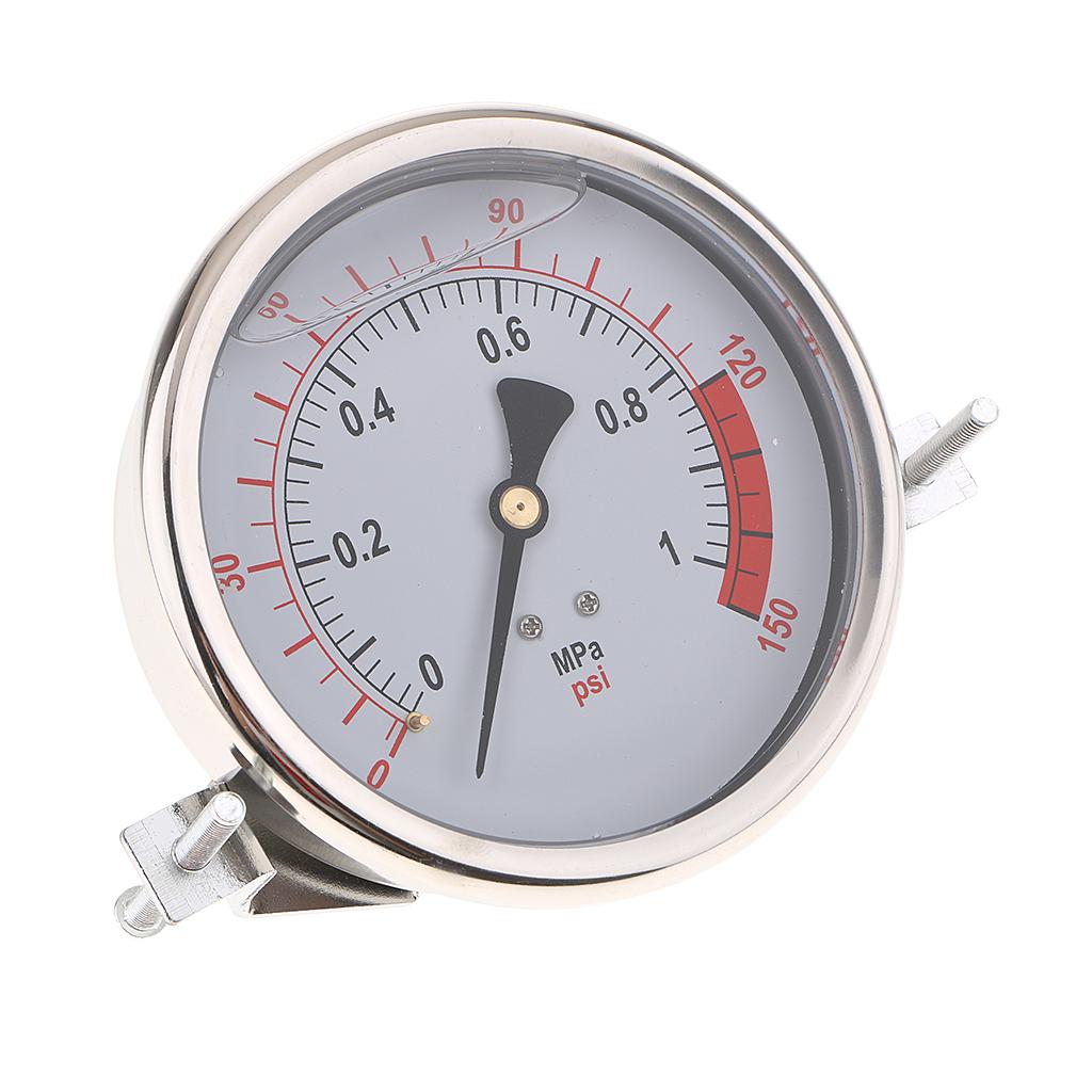 Max 100mm Stainless Steel Liquid Oil Filled Pressure Gauge 0-1MPa