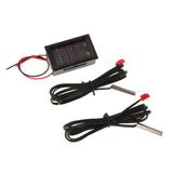 Max DC 4-28V Dual Display Digital Thermometer NTC Metal Probe Red Red Display