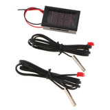 Max DC 4-28V Dual Display Digital Thermometer NTC Metal Probe Red Red Display